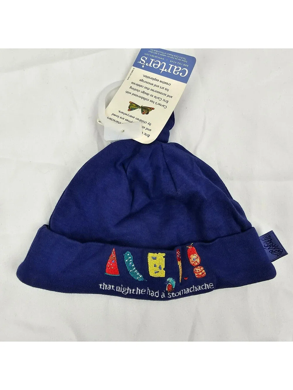 Vintage 2003 Carters The Hungry Caterpillar Baby Boy Hat Cap 3-6 Blue NEW